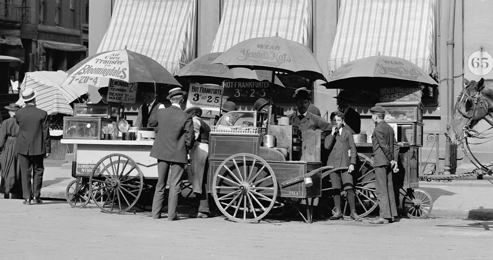 Hotdog kraam in New York 1906